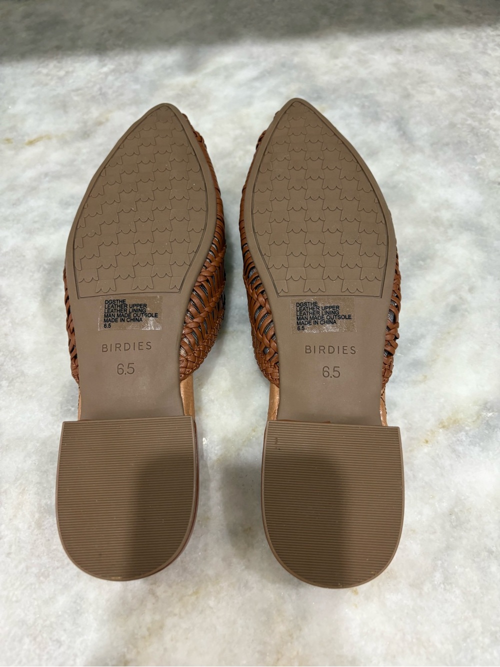 Birdies Brown Woven Leather Pointed Slip-On Mules 6.5 - Picture 6 of 8